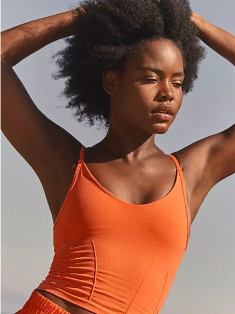 Free People Bright Orange Scoop Neck Tank
